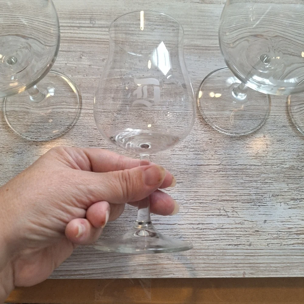 Port Crystal Monagram D Etched Glasses